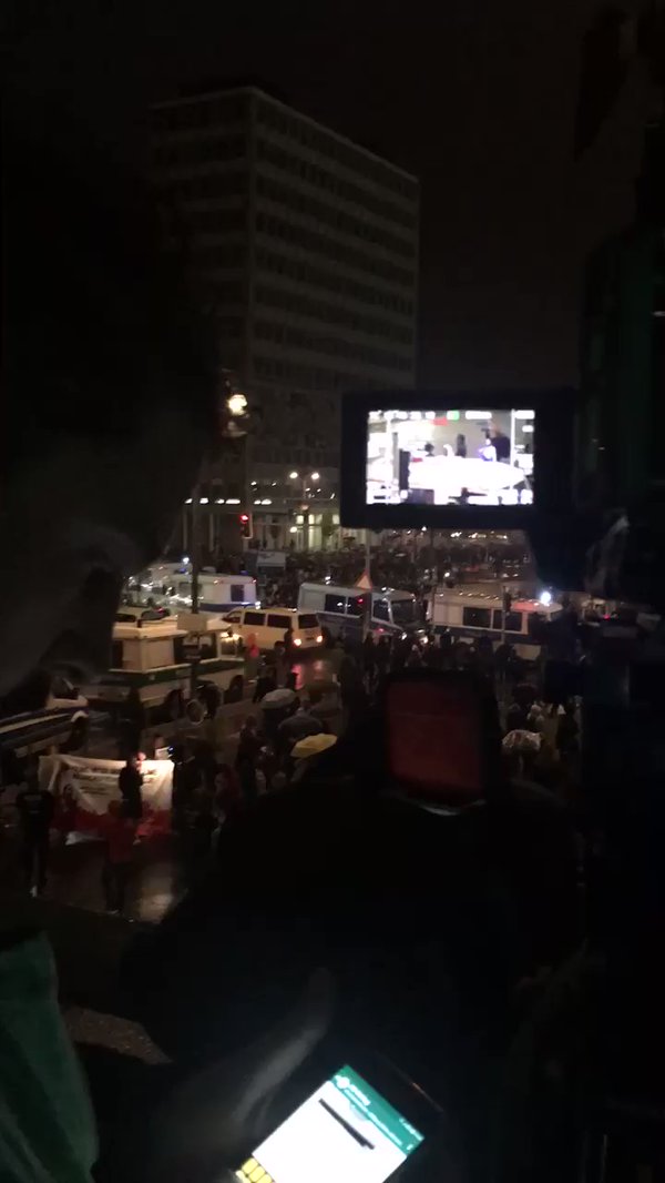 Hundreds of left-wing protesters near AfD election party in Berlin are screaming All of Berlin hates the AfD   