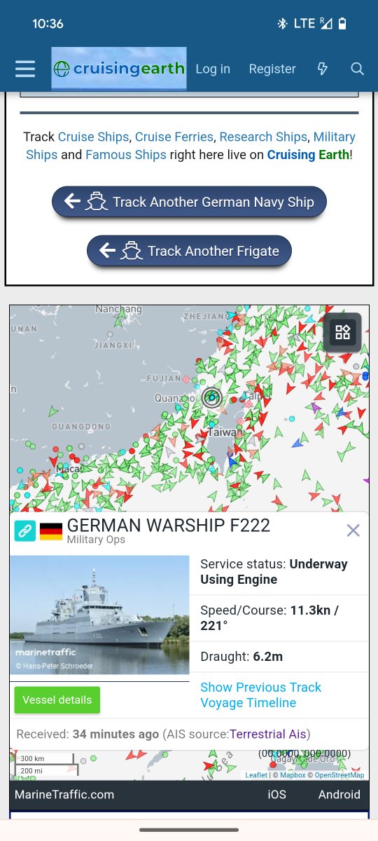 Niemiecki okręt wojenny przepływający przez Cieśninę Tajwańską Tor Baden-Württemberg (F222) Aktualna pozycja / lokalizacja - Baden-Württemberg Military Ship Tracker - German Navy