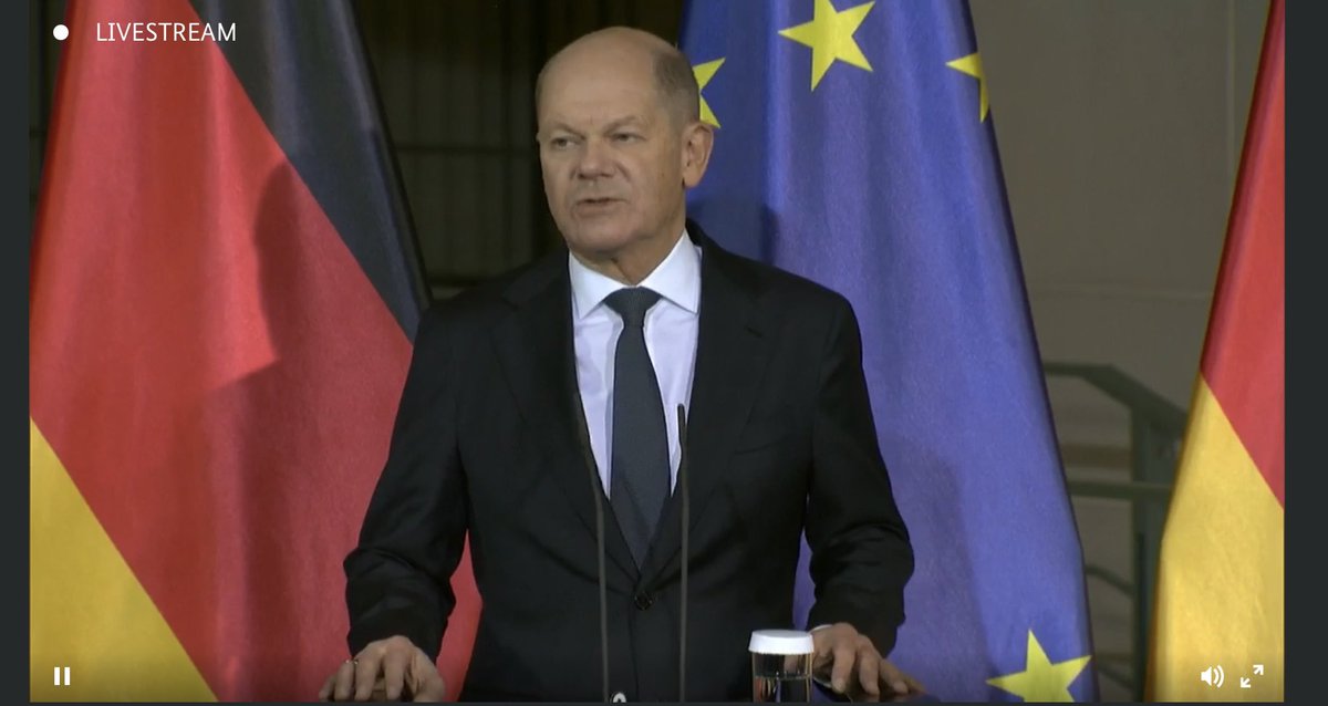 Scholz calls for Zeitenwende 2.0 in response to recent US initiatives.  Requires clear, fast and decisive European answer. Not someday but now.  Calls for massive expansion of military spending, reform of debt brake and advancing discussion in EU on investment in defense