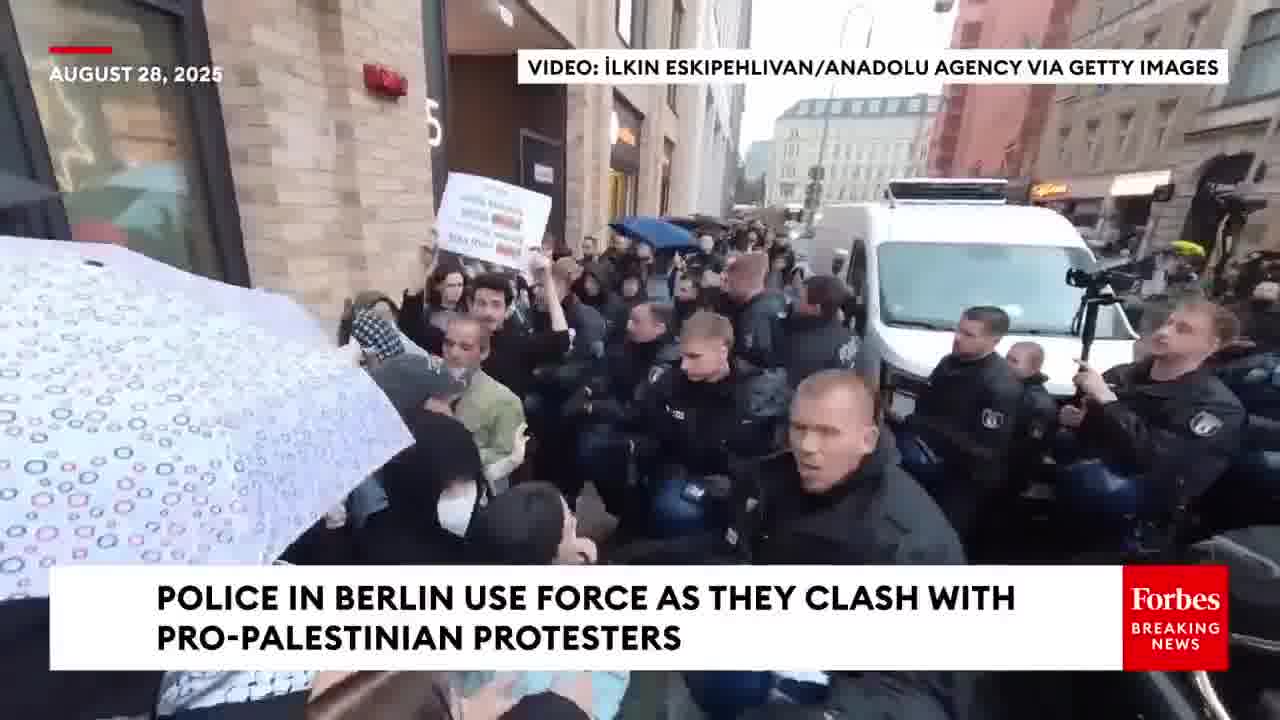 Berlin police clash with pro-Palestinian protesters, punching and forcibly arresting several people