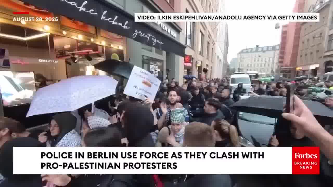 Berlin police clash with pro-Palestinian protesters, punching and forcibly arresting several people