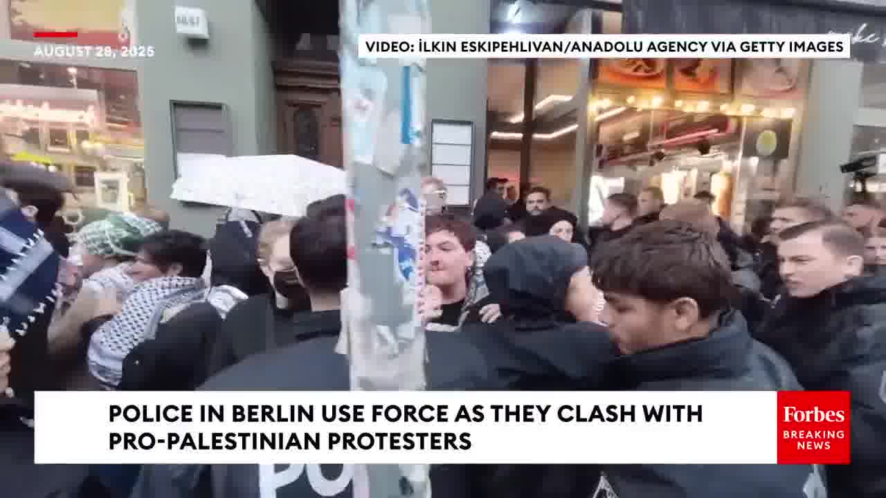 Berlin police clash with pro-Palestinian protesters, punching and forcibly arresting several people