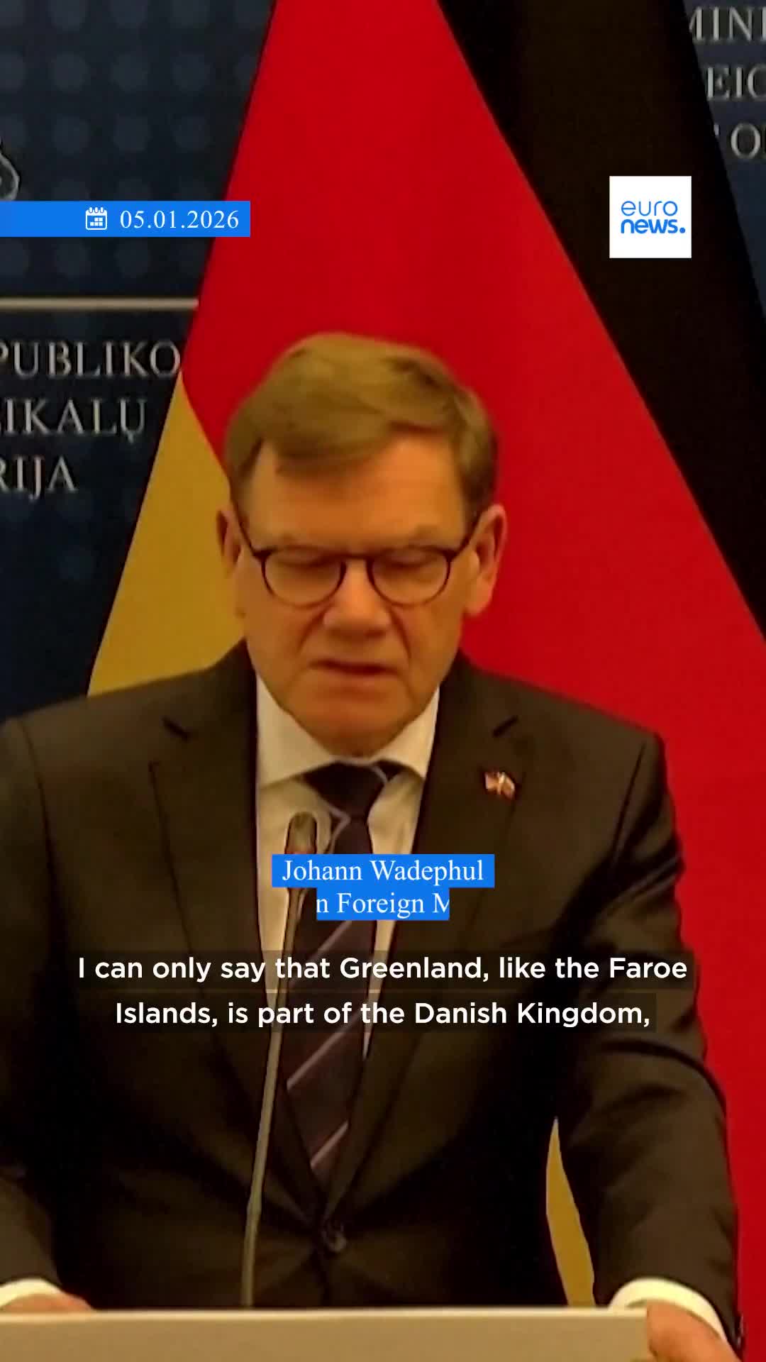 Vācijas ārlietu ministrs Johans Vadefūls: Dānija ir NATO dalībvalsts, un NATO principā aizstāvēs arī Grenlandi.